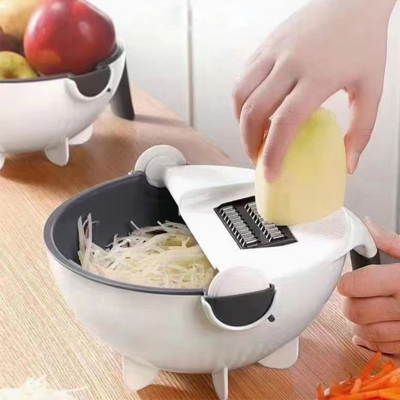 Vegetable Cutter Household Creative Hand Guard Scraper Double-Layer Kitchen Grater New Drain Basket Vegetable Cutter