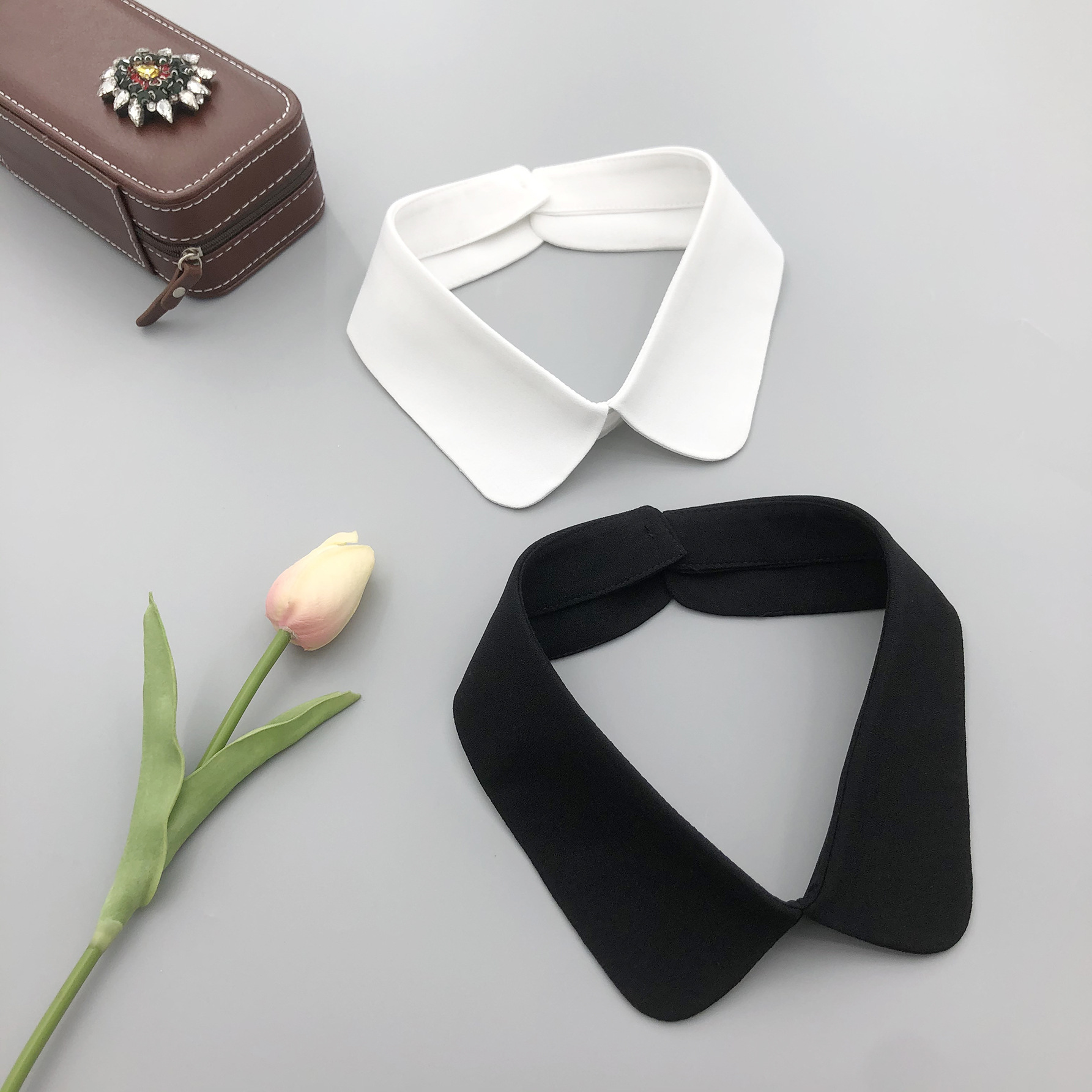 Simple Solid Color Tooling Matching Sweater Sewed T-shirt Simple All-match Round Neck Cute Fake Collar Unisex