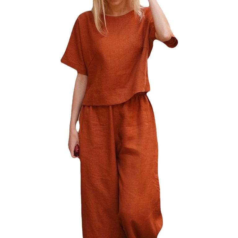 2024 large size suit loose solid color shirt trousers two-piece set