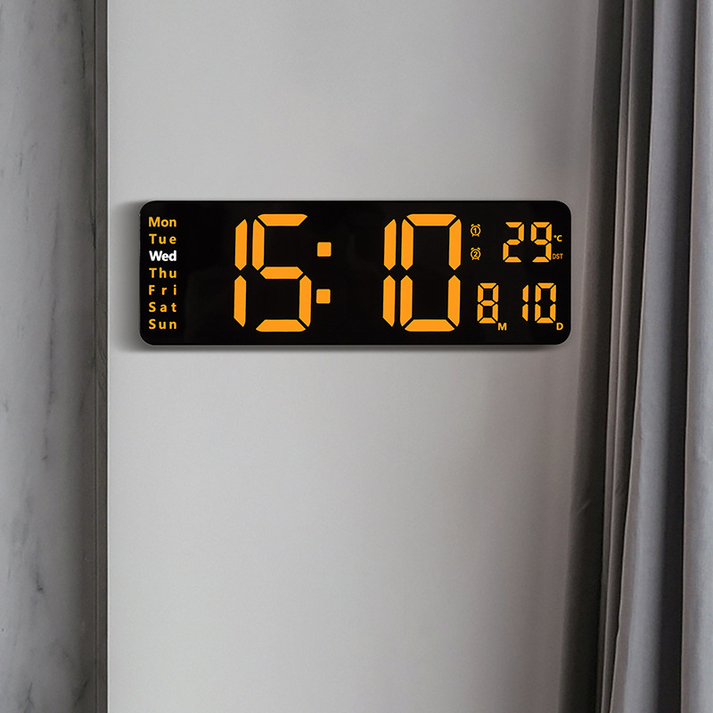 Large screen function display clock Nordic digital clock simple living room wall clock LED wall clock 13-inch, 16-inch