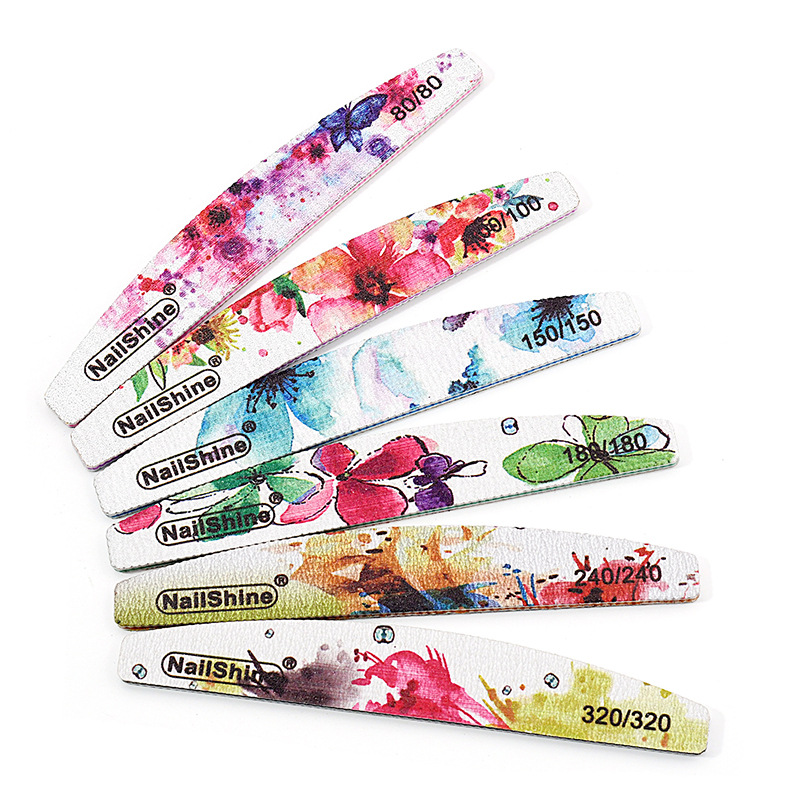 Nailshine Cross-border Japanese Sandpaper Half-moon Nail File Printing Grinding Strip for Real Armor Repair