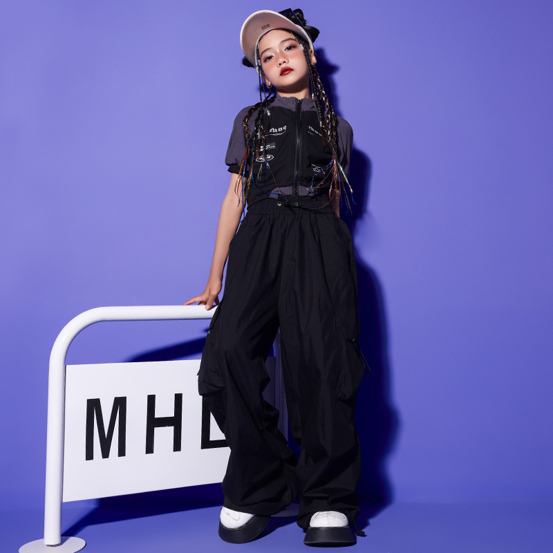女童爵士舞服裝帥氣日系街舞演出服套裝少兒嘻哈hiphop走秀舞台潮