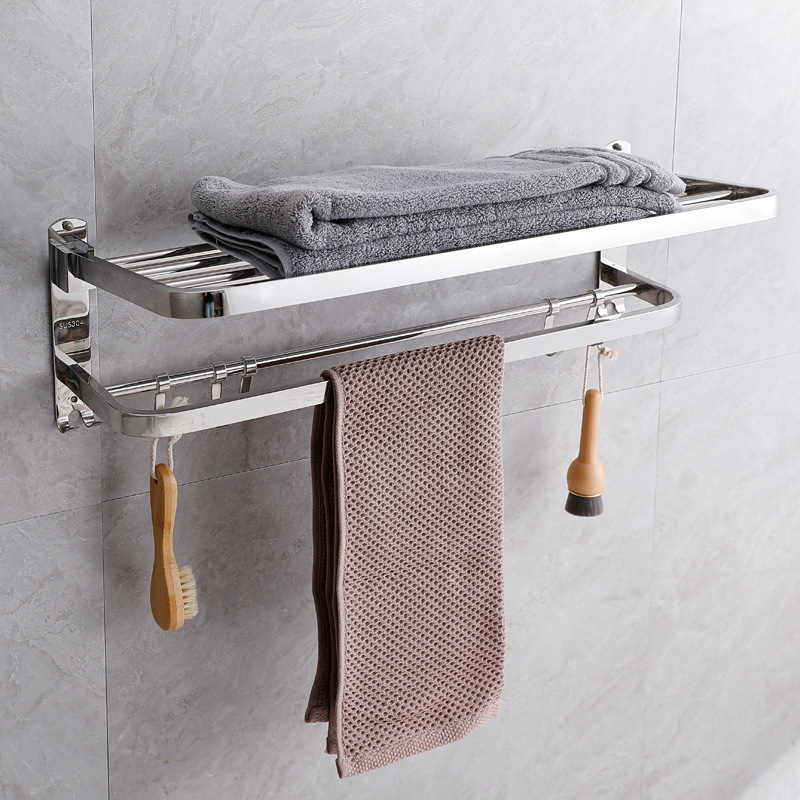 Multi-layer shelf stainless steel towel rack bathroom towel rack toilet thickened non-perforated shelf wholesale