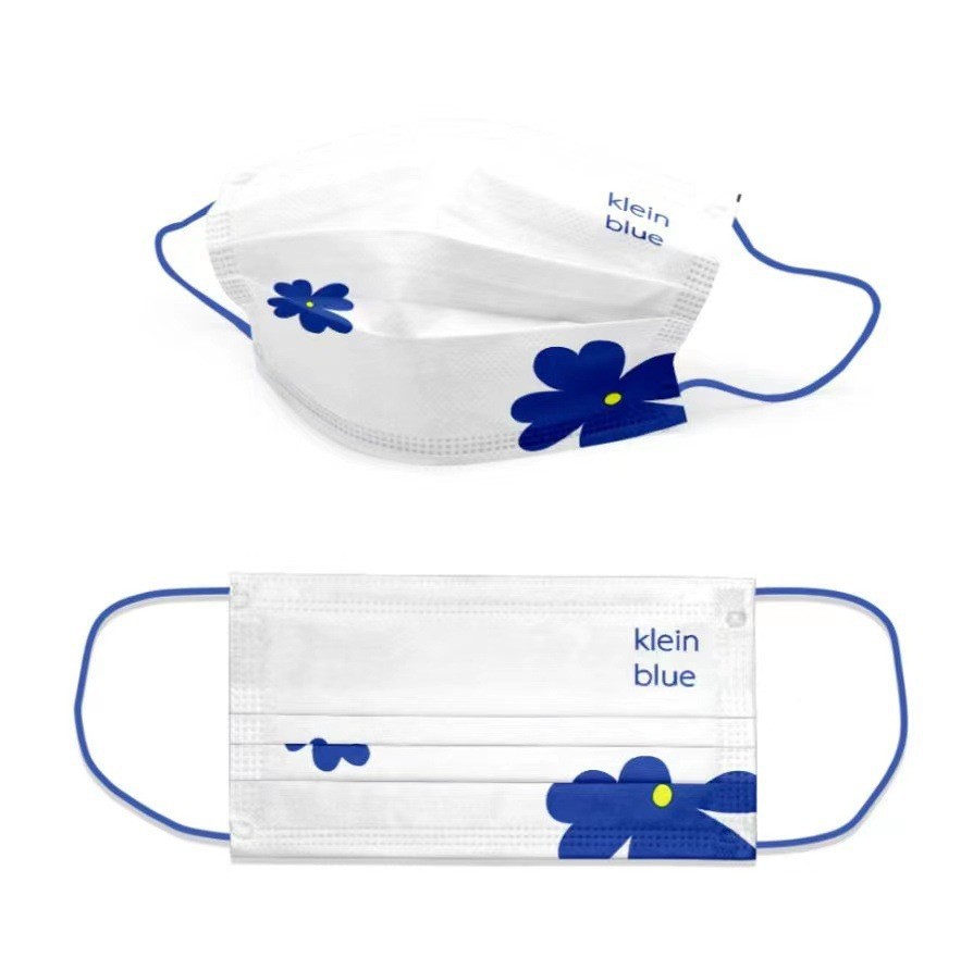 Disposable three-layer protective mask individually packaged with meltblown cloth adult children Klein blue civilian mask