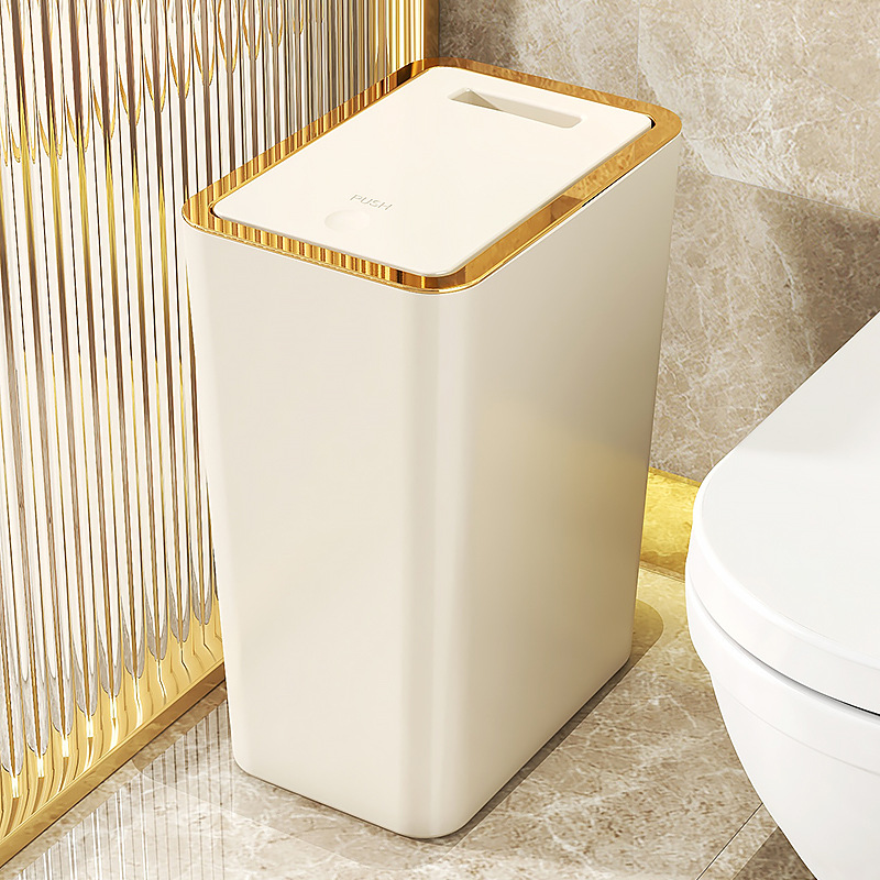 Garbage Trash Household High-end Sense High-value Lid Garbage Trash Trash Trash Trash Bin Living Room Toilet Large Kitchen Press Cover