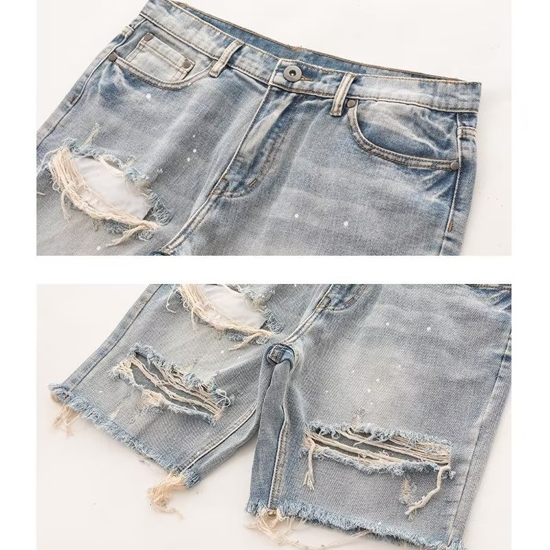 New ins Slim-fit Legs Trendy Elegant Lazy Pants Jeans Youth Popular Summer Men's Art Trend