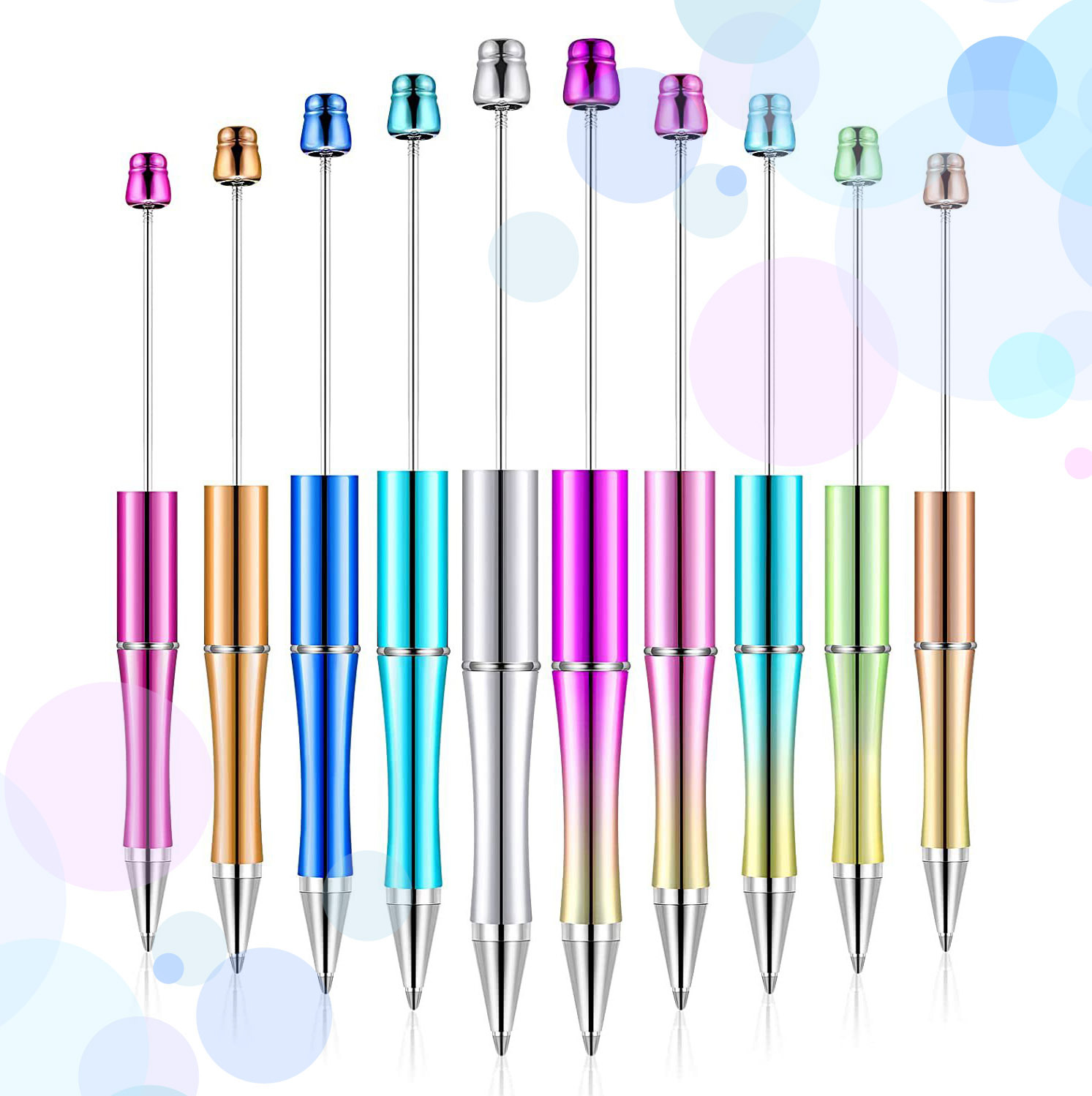New UV plating beaded pen DIY creative beaded pen spot wholesale ball pen twist wire ball pen