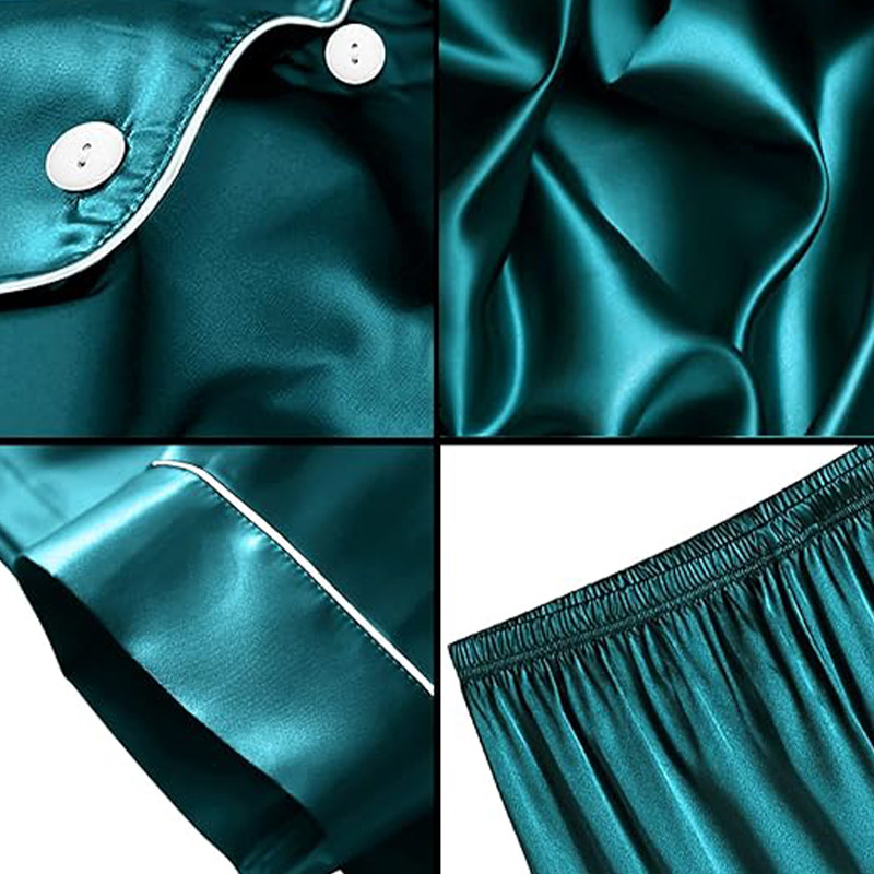 Cross-border  plus size men's short-sleeved shorts satin European and American Foreign trade summer casual home wear pajamas suit_voghion.com