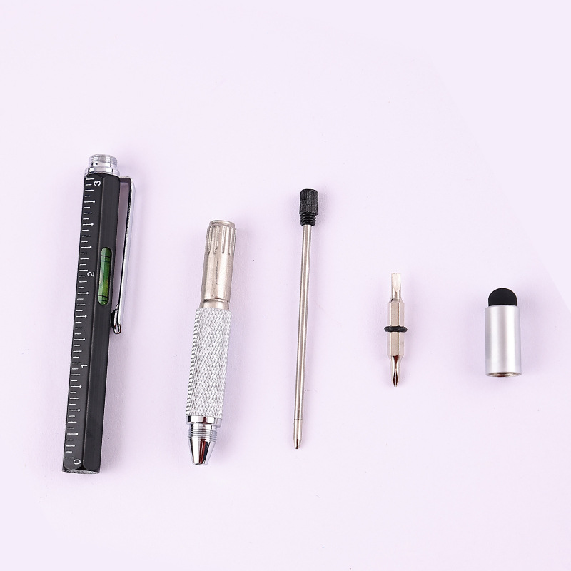 Multifunction tool pen, level, ruler, touchscreen pen, cross screwdriver, double-ended pen, metal ballpoint pen