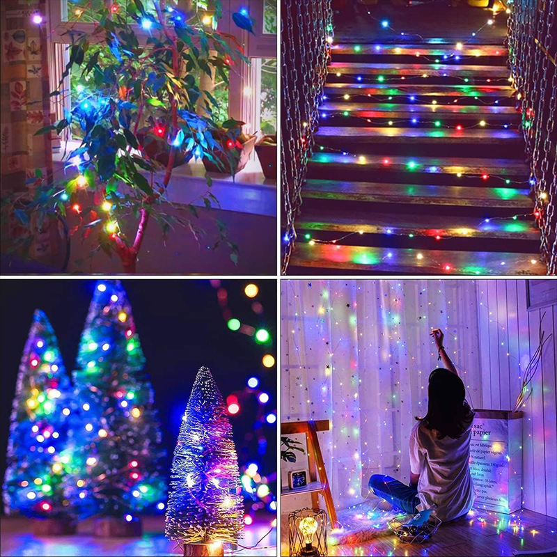 Factory Direct LED leather line light string 10 lights 5V three-wire point control RGB magic color Waterproof camping lightweight light string Christmas
