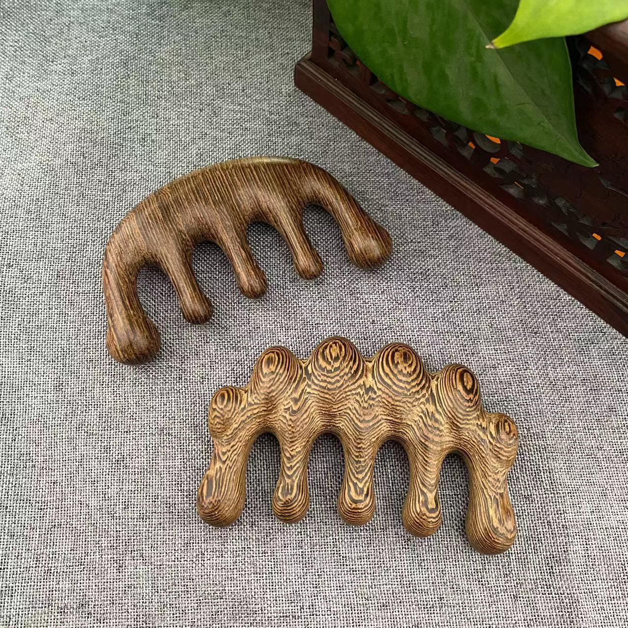 Chicken Wing Wood Wide-Tooth Massage Comb Meridian Comb Head Meridian Massage Portable Wide-Tooth Five-Finger Comb