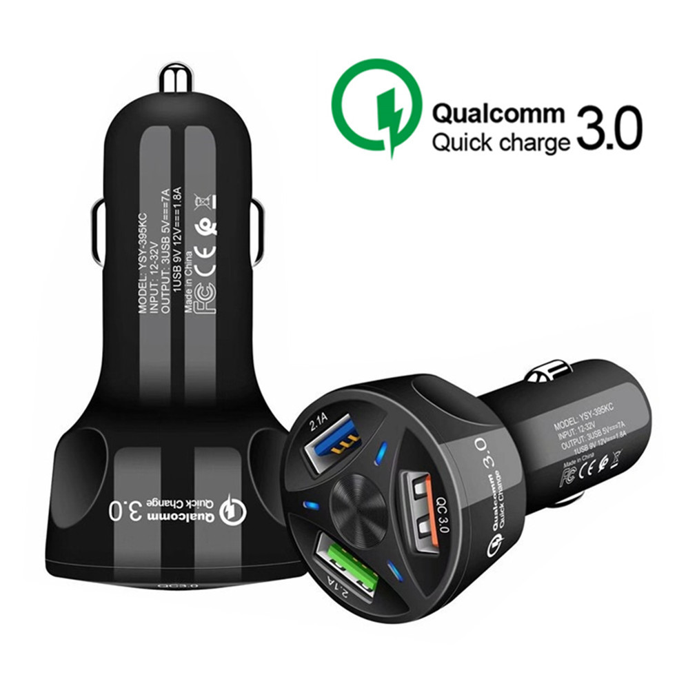 QC3.0 car charger fast charging head 3 USB car mobile phone charger one tow three car charger