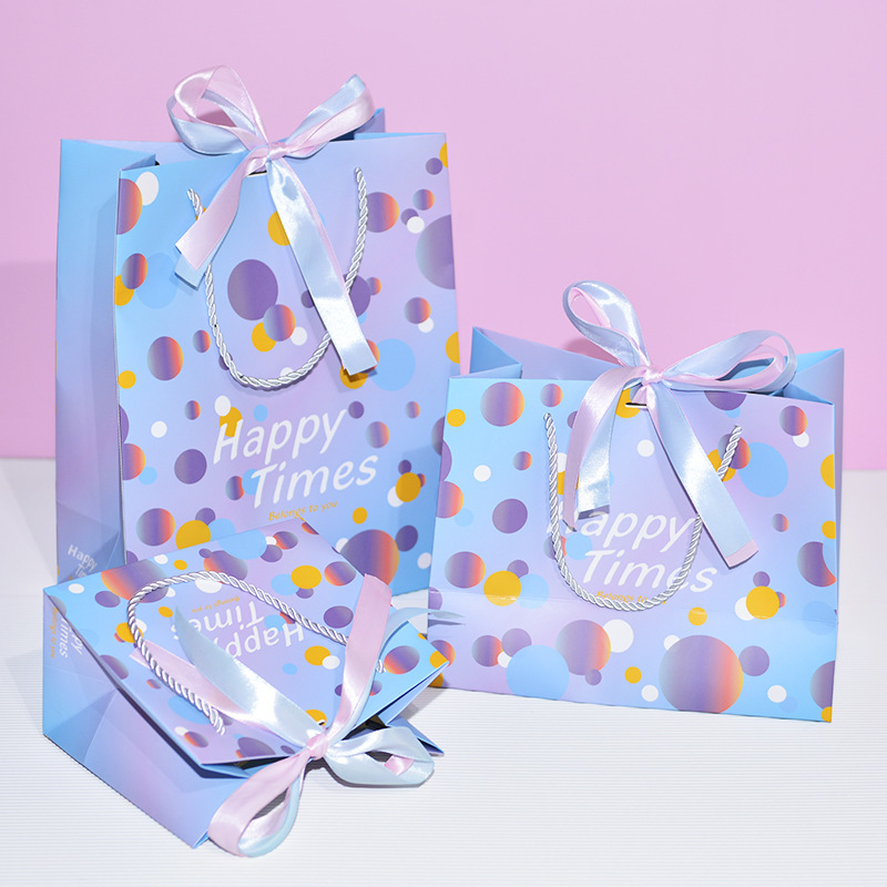 ins Cartoon Children's Day Gift Bag Gift Bag Gift Packaging Bag Spot Handbag Paper Bag Delivery Ribbon