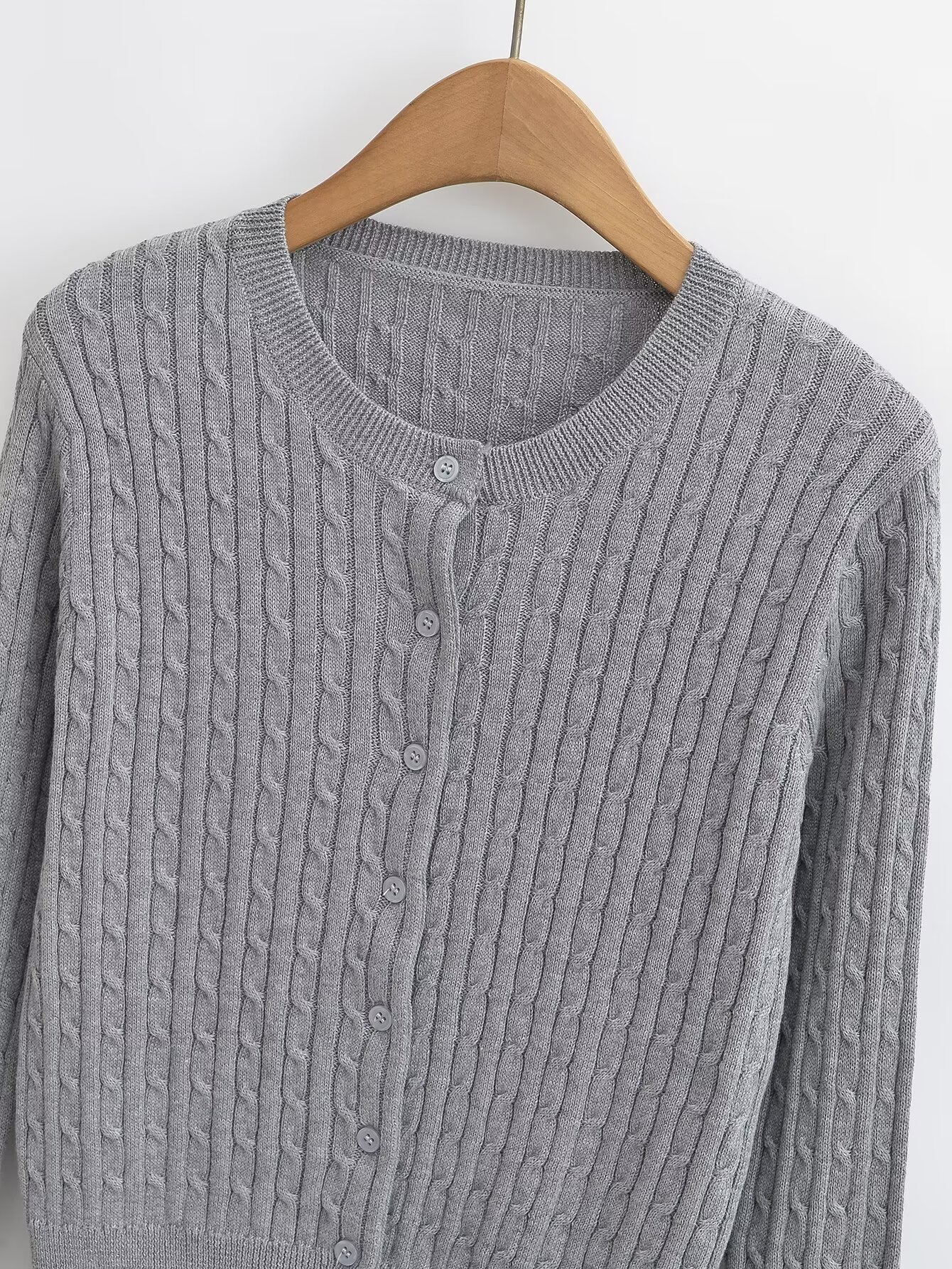 Europäische und amerikanische Frühlings- und Herbst-Twist-Strickjacke mit langen Ärmeln, Persönlichkeit, Mode, dicke Nadel, Kurzmantel, Oberbekleidung_voghion.com