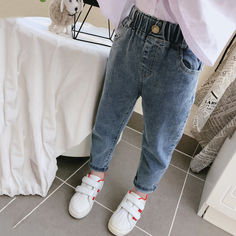 Boys' Jeans Spring and Autumn Thin Children's Spring Wear Trendy Children's Simple Spring Trousers Baby Pants Boys Korean Style