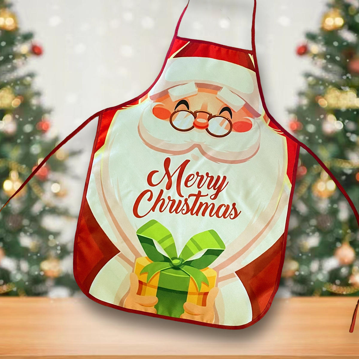 New cross-border Christmas decorations fabric printing elderly Christmas apron restaurant bar party atmosphere decoration