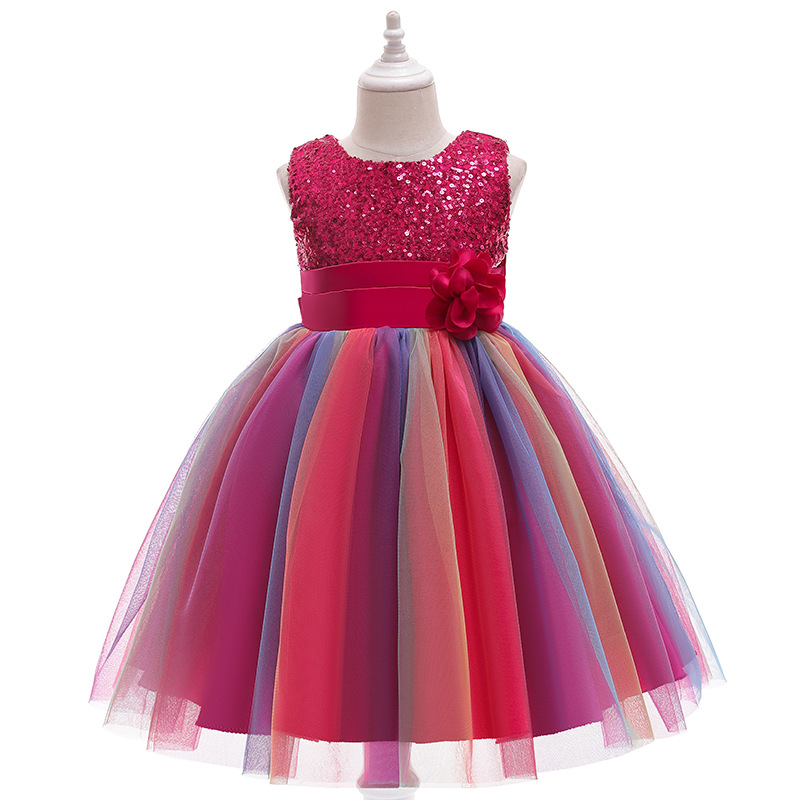 2021 European and American girls puffy dress ins Christmas mesh princess skirt children's clothing Foreign Trade kids dress