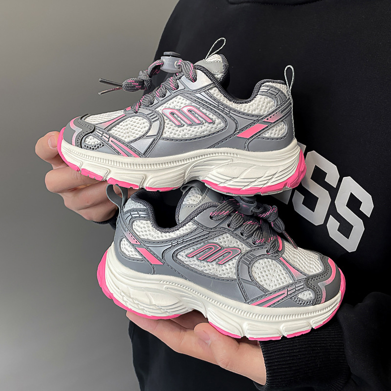 Children's double mesh breathable clunky shoes 2024 Spring and Autumn new boys' brand sneaker girls' shoes