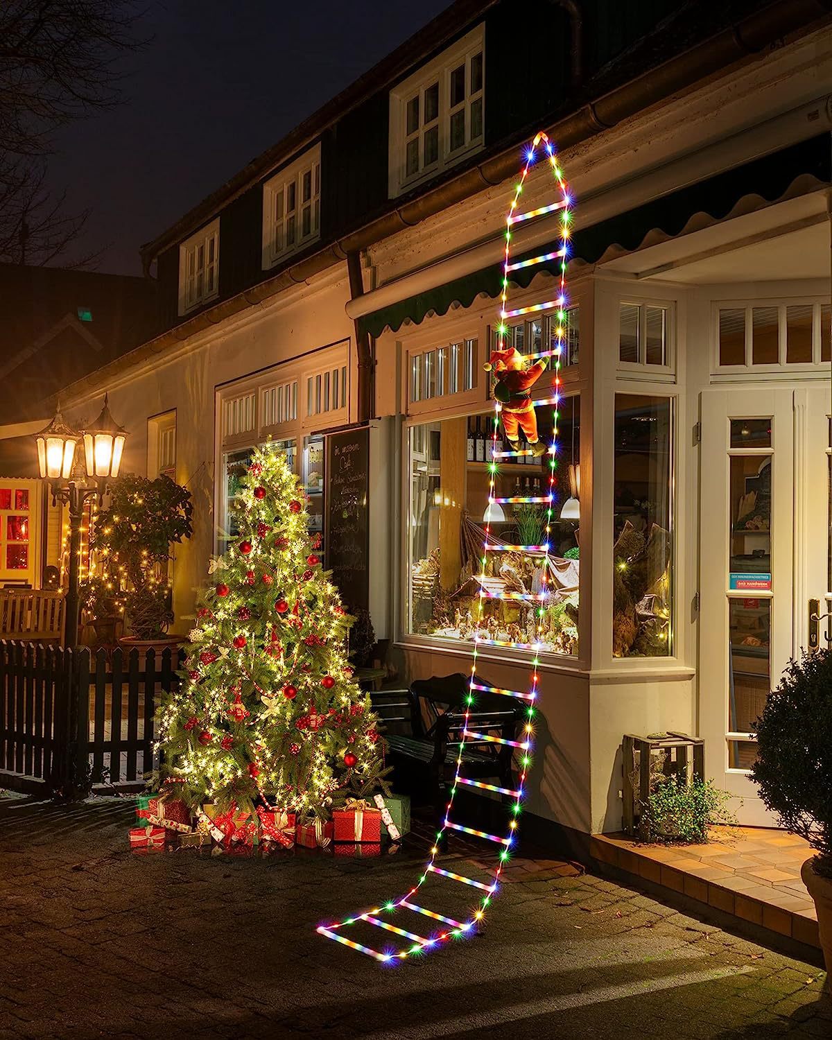 LED Weihnachtsleiter Lichtleiste Zubehör Klettern Weihnachtsmann für Innen- und Außenbereich Weihnachtsdeko Lichtzubehör_voghion.com