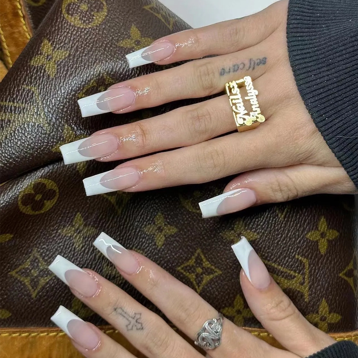 European and American nail wear nail piece cross-border nail piece nail sticker nail beauty piece fake nail nail piece white edge wear nail