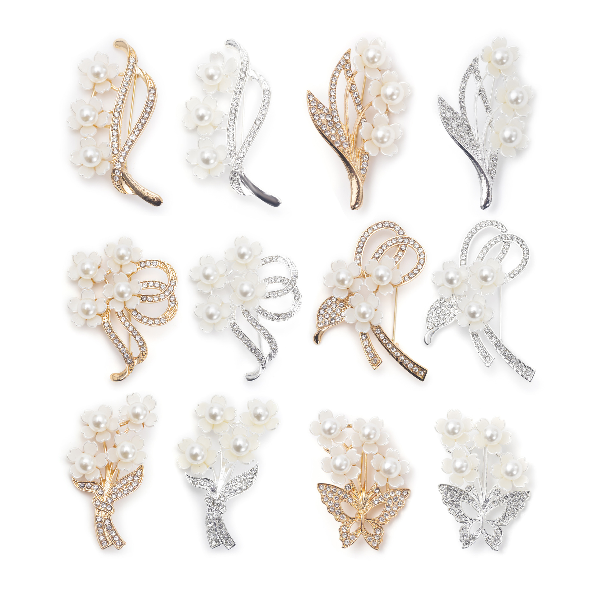 European, American, Japanese and Korean fashion all-match bouquet Pearl Rhinestone Brooch high-grade pin flower corsage anti-exposure brooch