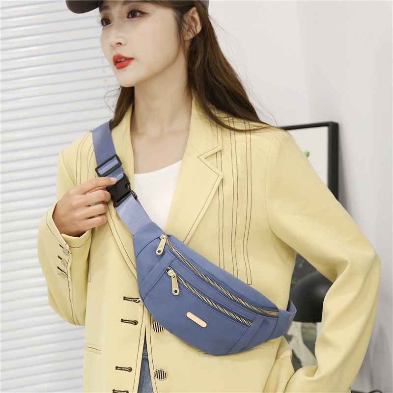 Waist Bag Wholesale Large Capacity Korean Style ins Waist Bag Women's Fashion Double Zipper Crossbody Mobile Phone Waist Bag Women's Chest Bag