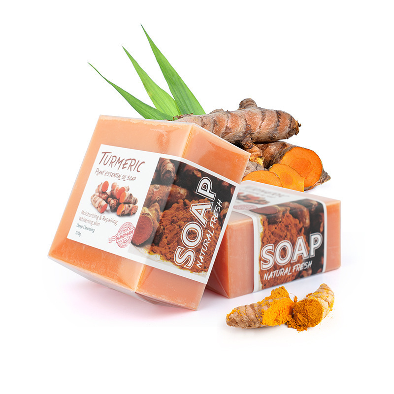 Turmeric Soap Essential Oil Handmade Soap Hot Sale Cleansing Bath Turmeric Soap Chinese English Ginger Small Batch Wholesale Soap
