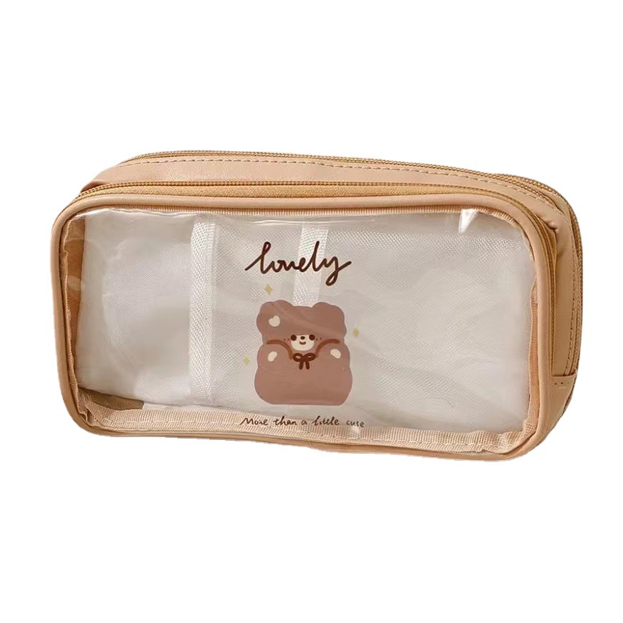 PVC transparent pencil case multi-layer pencil case TPU girl heart pencil case cute primary and secondary school students Japanese style large capacity stationery case