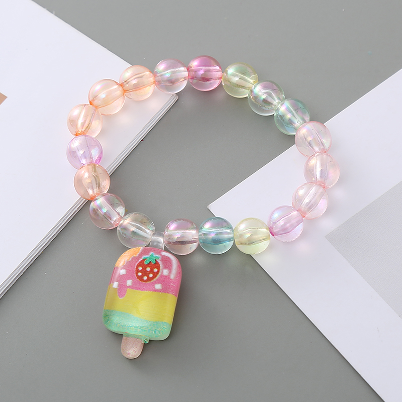 Factory wholesale jelly color ice cream children's bracelet girlfriends cute cartoon beaded bracelet Internet celebrity fashion jewelry