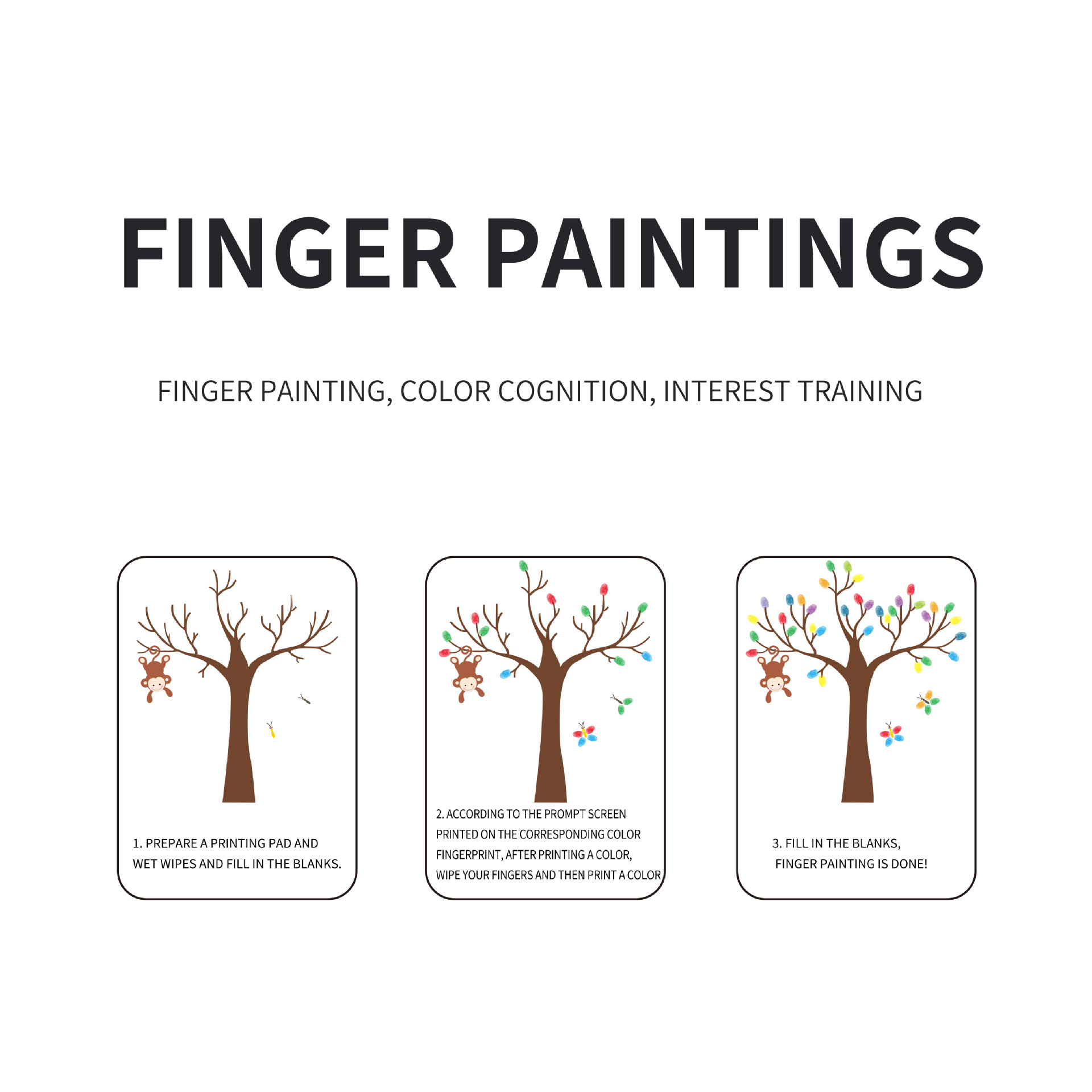 Cross-border children's finger painting 12 color printing table non-toxic color inkpad painting card album baby graffiti painting English version