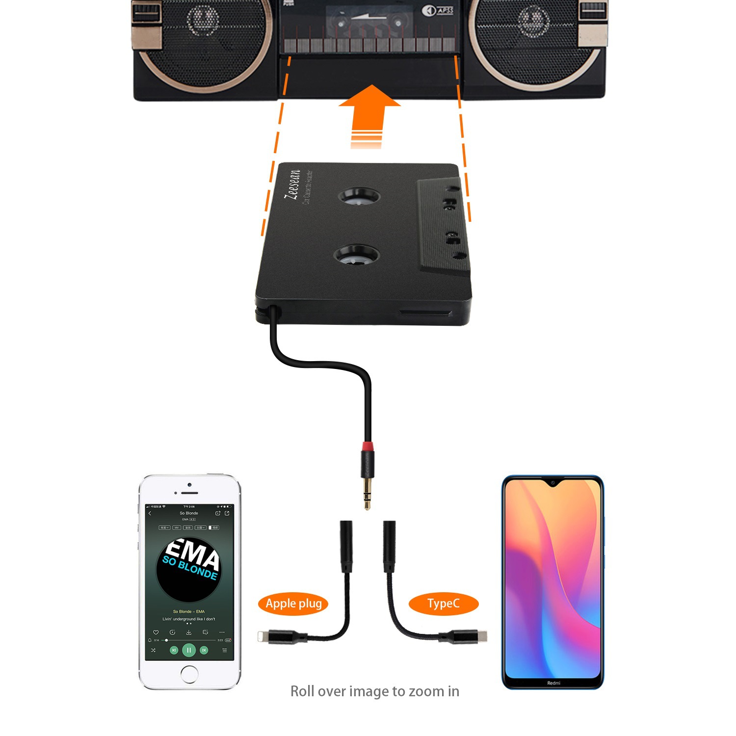 Dual Channel Cassette Car Tape Converter Cassette Converter 3.5 Four Channel Tape Bluetooth Tape