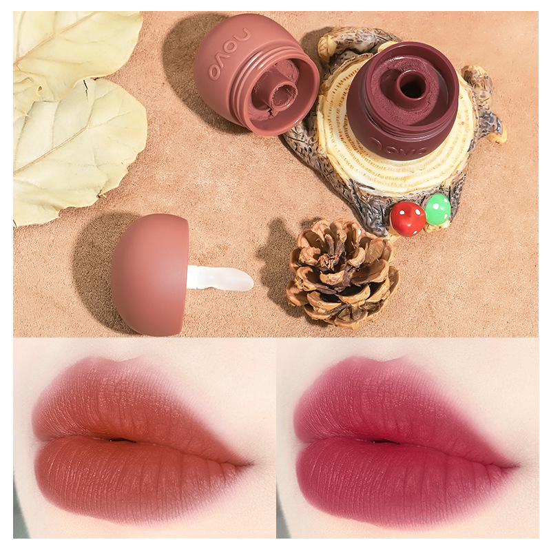 NOVO small mushroom milk pot lip mud Velvet Matte Lip and Cheek dual-use waterproof not easy to fade student cheap lip glaze