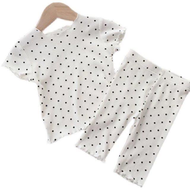 Baby's Pajamas Ice Silk suit Dot Western Girl's Summer Two-piece Home Clothes Children's Casual Air-conditioning Clothes
