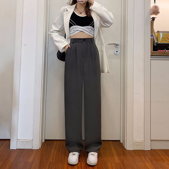 A generation of cross-border suit wide-leg pants women's high sense of high waist sagging slim casual small pants Spring