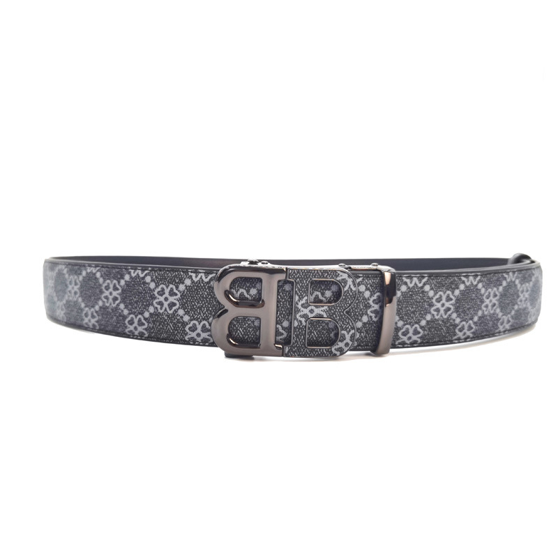 2023 Explosions Plaid Belt Factory Direct Selling Men's Belt Trendy Light Luxury Middle-aged and Young People's Belt Automatic Alphabet Buckle