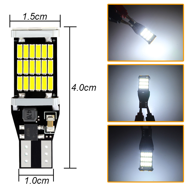 Car brake light T15 4014 45smd decoding infinite bright reversing light turn signal canbus LED