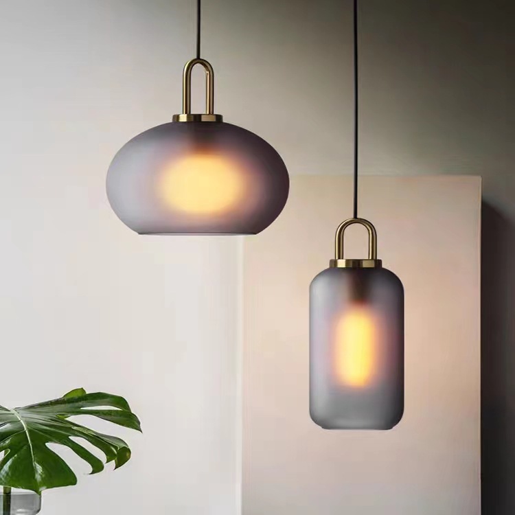 New modern Nordic simple bedroom bedside lamp round light luxury creative bar restaurant single head combination glass chandelier