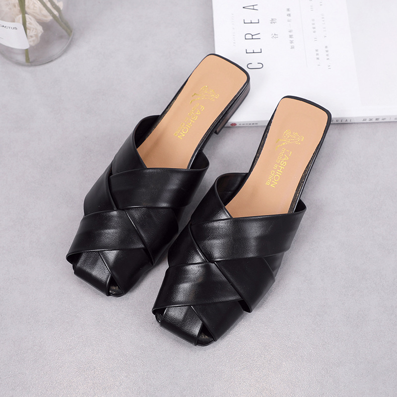 Distinctive Baotou Half Slippers Women's New Summer 2021 Korean Style Fashionable Outer Wear Lazy Slide Flat Heel Casual Sandals