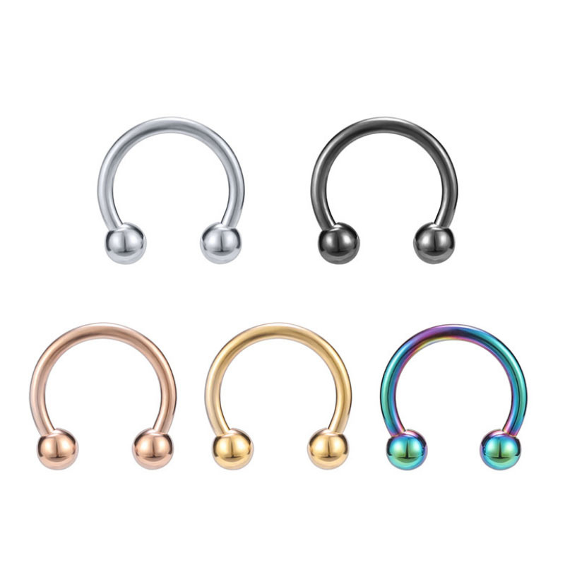 Human body piercing jewelry universal ring snap ball breast ring body ring C Rod horseshoe ring CBR stainless steel piercing jewelry batch