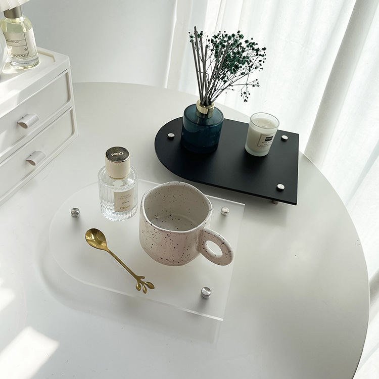 Nordic ins Style Acrylic Tray Round Light Luxury Tea Tray Fruit Cup Perfume Toilet Bathroom Storage