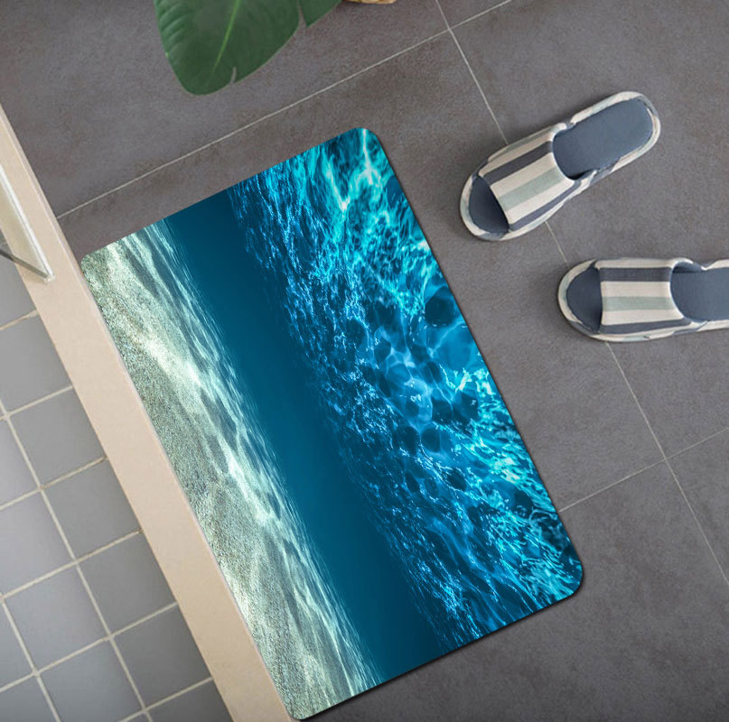 Cross-border explosions ocean bathroom waterproof shower curtain toilet mat set bedroom tapestry Amazon wish hot 02