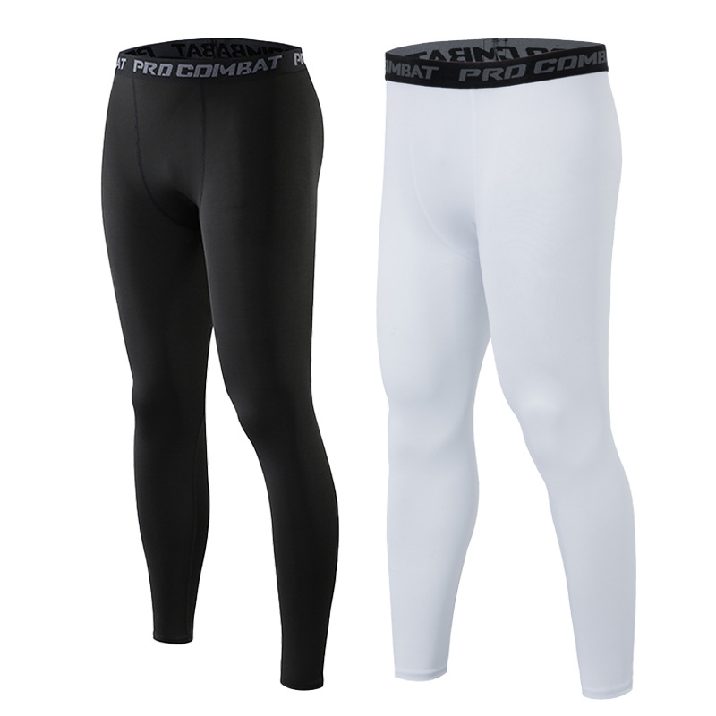 in stock Sports Fitness Pants Men's Basketball Sweat Absorbing High Elastic Tight Running Training Bottoming Shorts Cropped Pants Men's