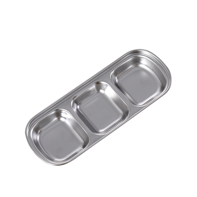 Korean-style 304 stainless steel seasoning plate compartment dip dish outdoor seasoning plate portable sauce bowl hot pot seasoning compartment