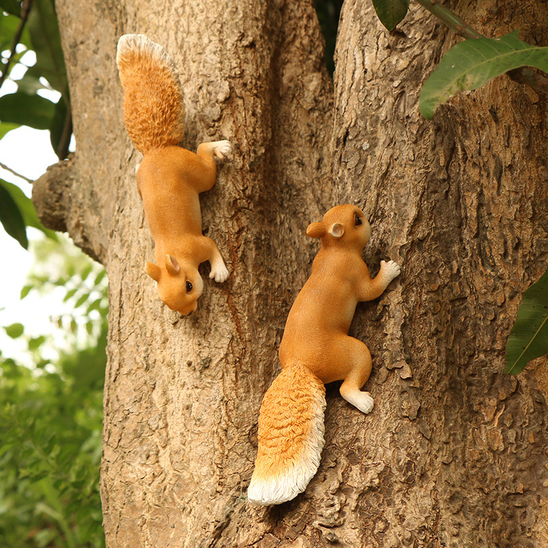 Simulation animal Squirrel Sculpture pendant courtyard ornaments garden landscape decoration squirrel props resin crafts