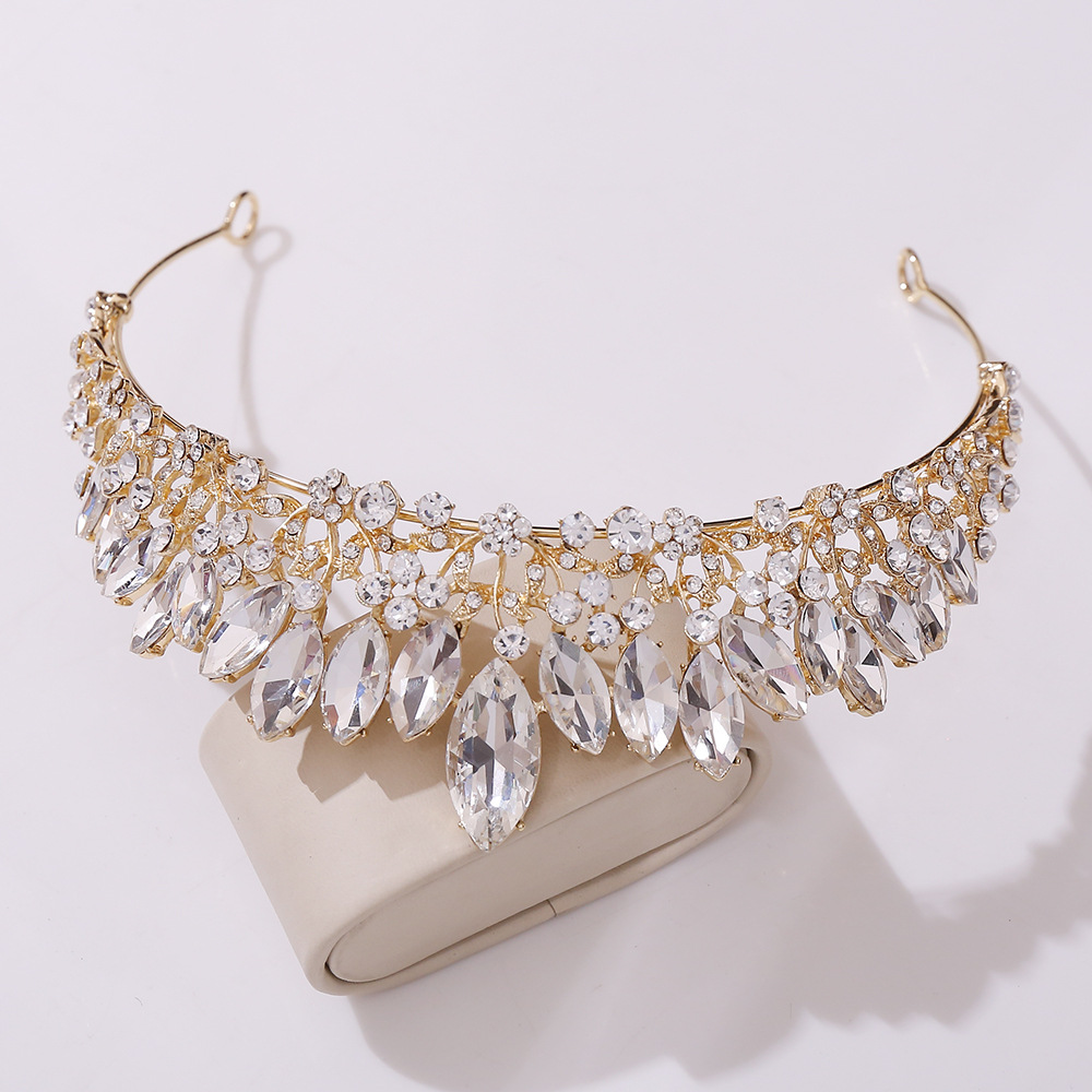 H1411 new European and American alloy color bride Crown wedding dress crown headdress holiday Crystal Crown wholesale