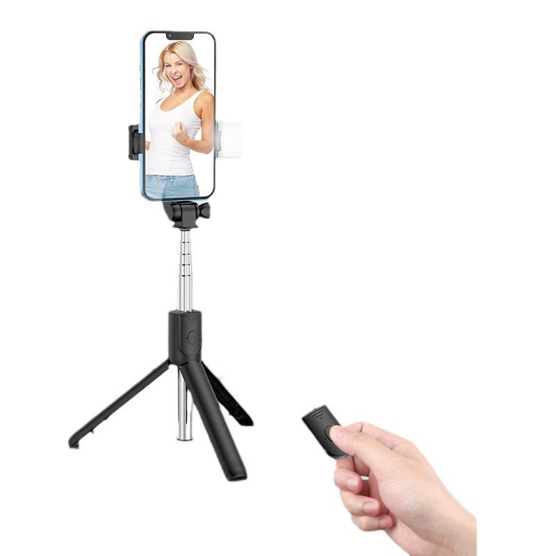 Foreign trade F210 mobile phone handheld selfie stick light fill light live tripod remote control Bluetooth folding telescopic camera rod