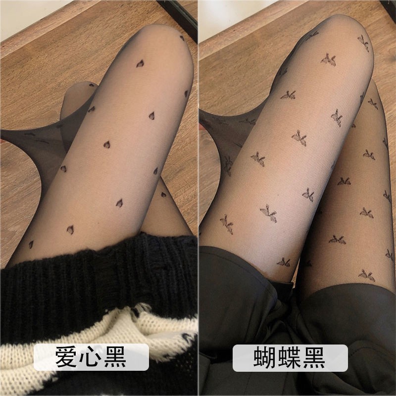 Polo Dot Silk Stockings Anti-hook Japanese Lolita Jacquard Bow Love Pants Slim Look Thin Sexy Black Jk