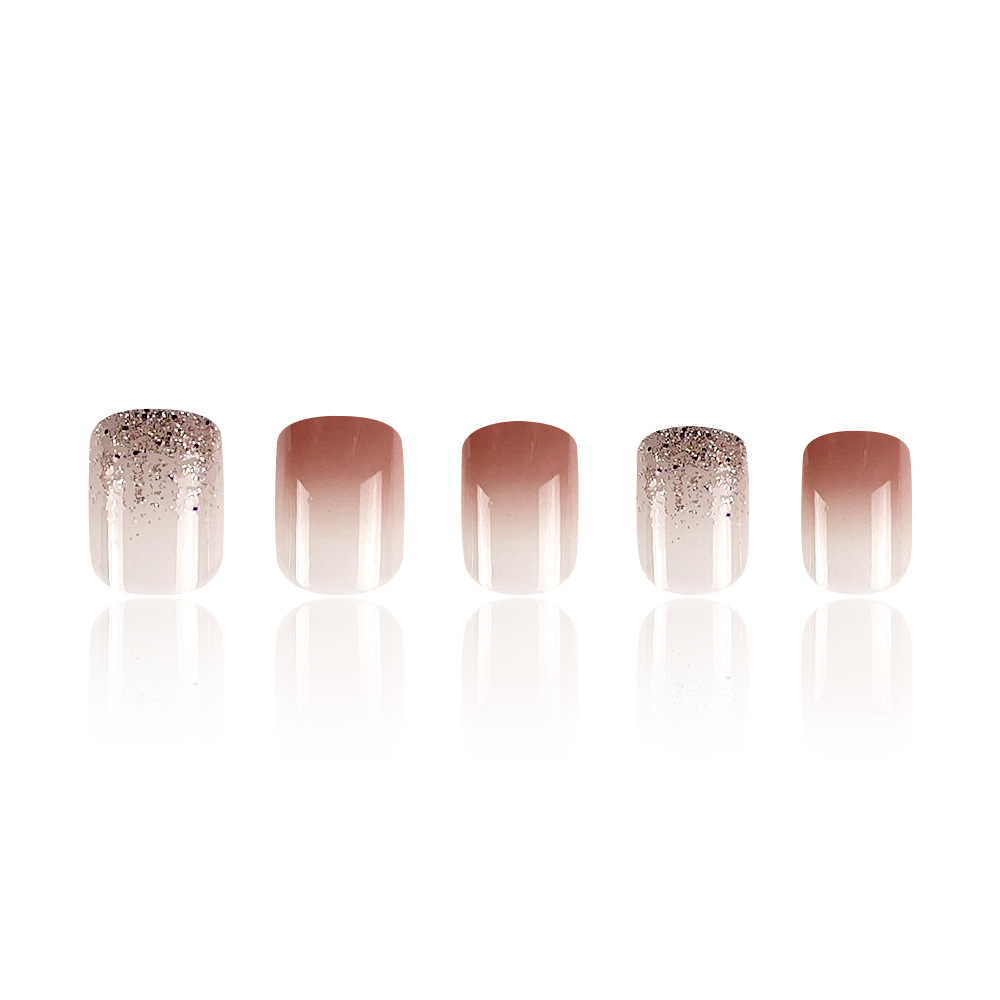 Foreign trade hot selling European and American wearable nail patch pure want to ice transparent glitter fake nail patch press on nails