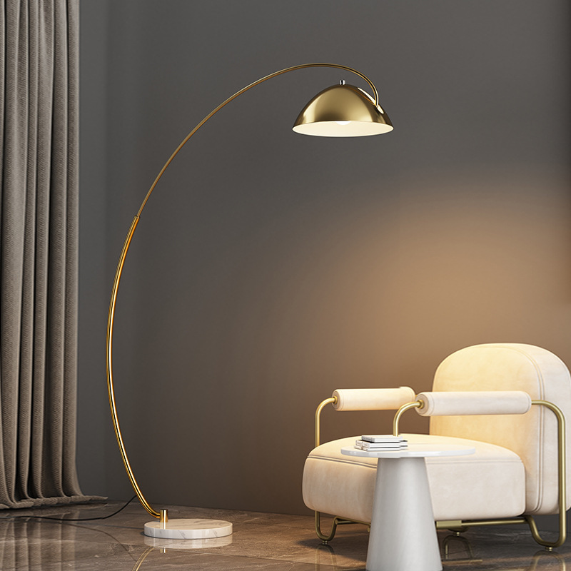 Nordic Creative Simple Floor Lamp Living Room ins Sofa Bedroom Lamp Vertical Iron New LED Golden Fishing Lamp