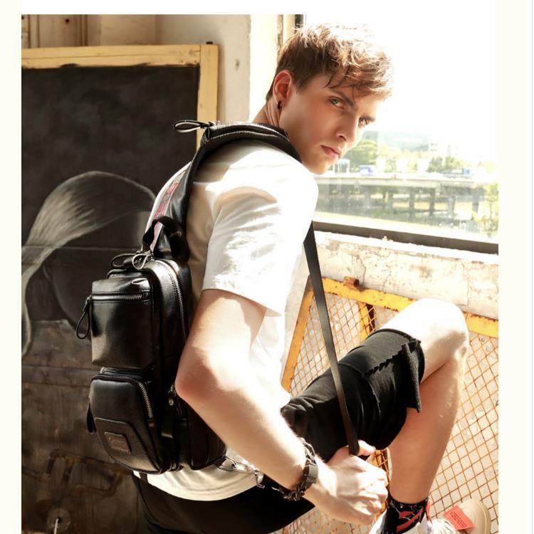 New Men's Bag Fashionable Brand Sports Men's Chest Bag Tactical Waterproof Crossbody Bag Men's Shoulder Bag Men's Pu Bag